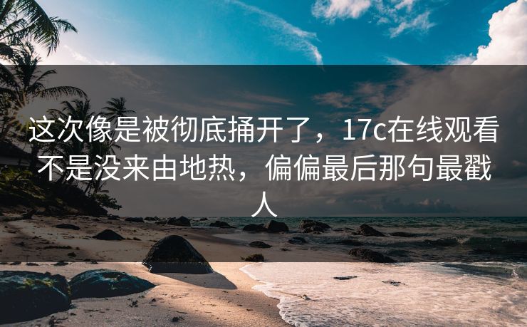 这次像是被彻底捅开了，17c在线观看不是没来由地热，偏偏最后那句最戳人