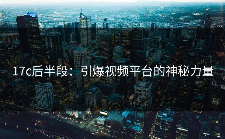 17c后半段：引爆视频平台的神秘力量