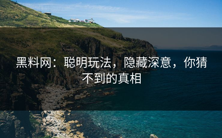 黑料网：聪明玩法，隐藏深意，你猜不到的真相