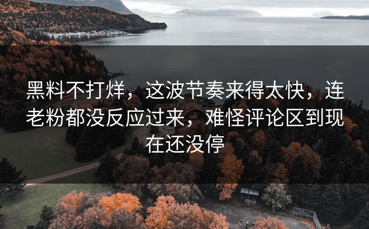 黑料不打烊，这波节奏来得太快，连老粉都没反应过来，难怪评论区到现在还没停