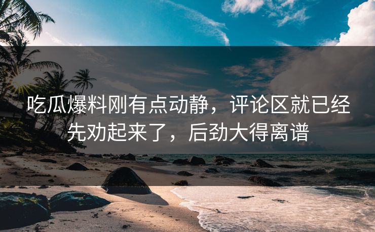 吃瓜爆料刚有点动静，评论区就已经先劝起来了，后劲大得离谱