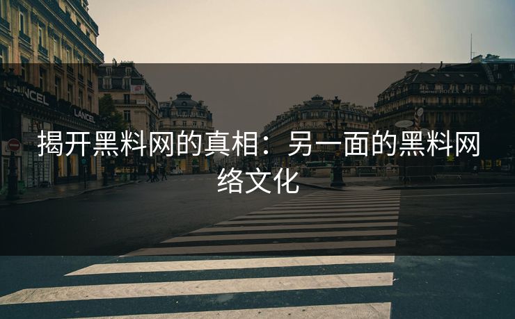 揭开黑料网的真相：另一面的黑料网络文化