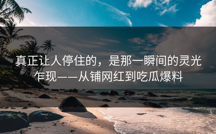 真正让人停住的，是那一瞬间的灵光乍现——从铺网红到吃瓜爆料