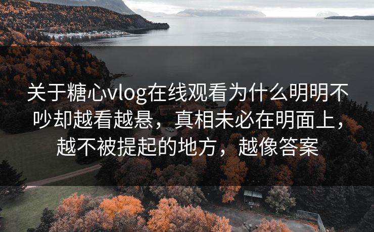 关于糖心vlog在线观看为什么明明不吵却越看越悬，真相未必在明面上，越不被提起的地方，越像答案