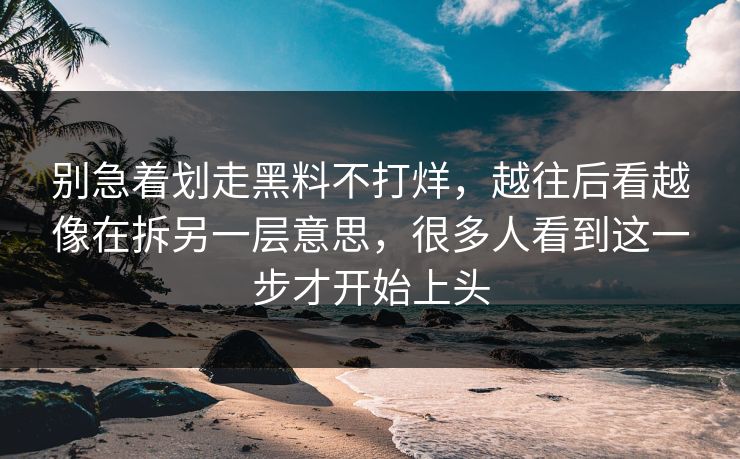 别急着划走黑料不打烊，越往后看越像在拆另一层意思，很多人看到这一步才开始上头