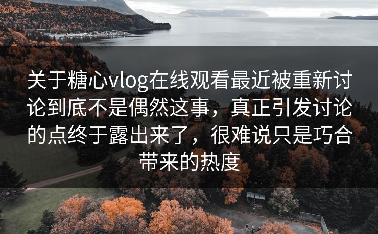 关于糖心vlog在线观看最近被重新讨论到底不是偶然这事，真正引发讨论的点终于露出来了，很难说只是巧合带来的热度