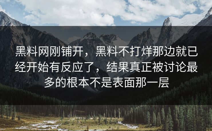 黑料网刚铺开，黑料不打烊那边就已经开始有反应了，结果真正被讨论最多的根本不是表面那一层