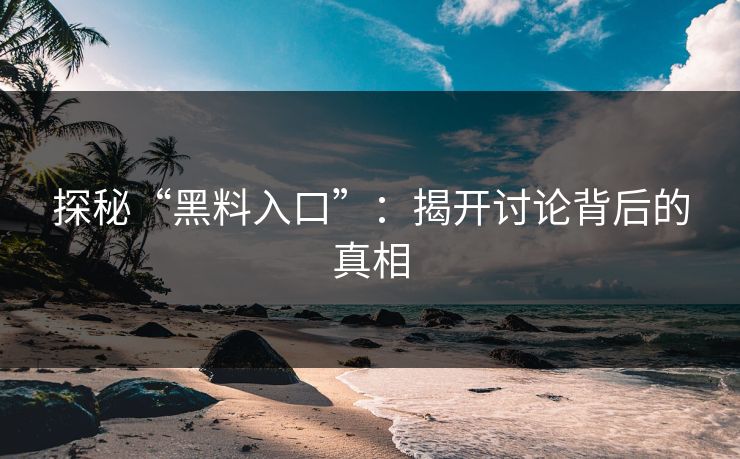 探秘“黑料入口”：揭开讨论背后的真相