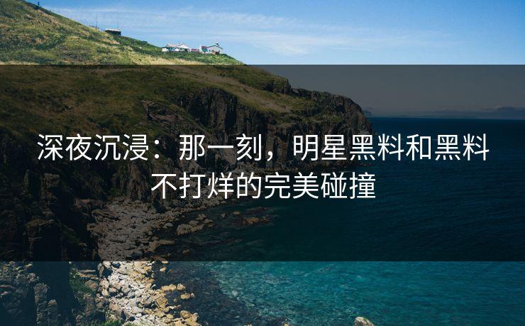 深夜沉浸：那一刻，明星黑料和黑料不打烊的完美碰撞